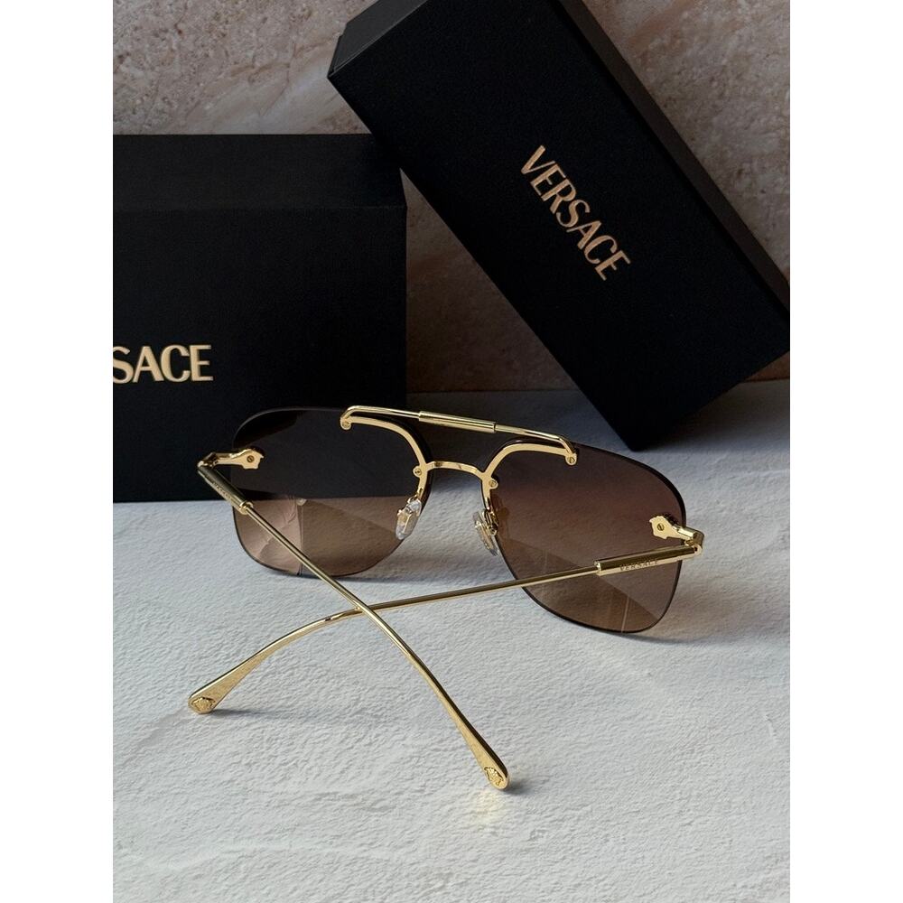 NEW Versace VE2296 Aviator Sunglasses in Gold Brown - Picture 7 of 7